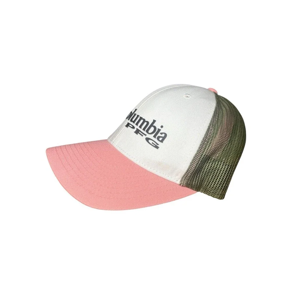 Columbia Women's White/Pink PFG Trucker Snapback Hat
